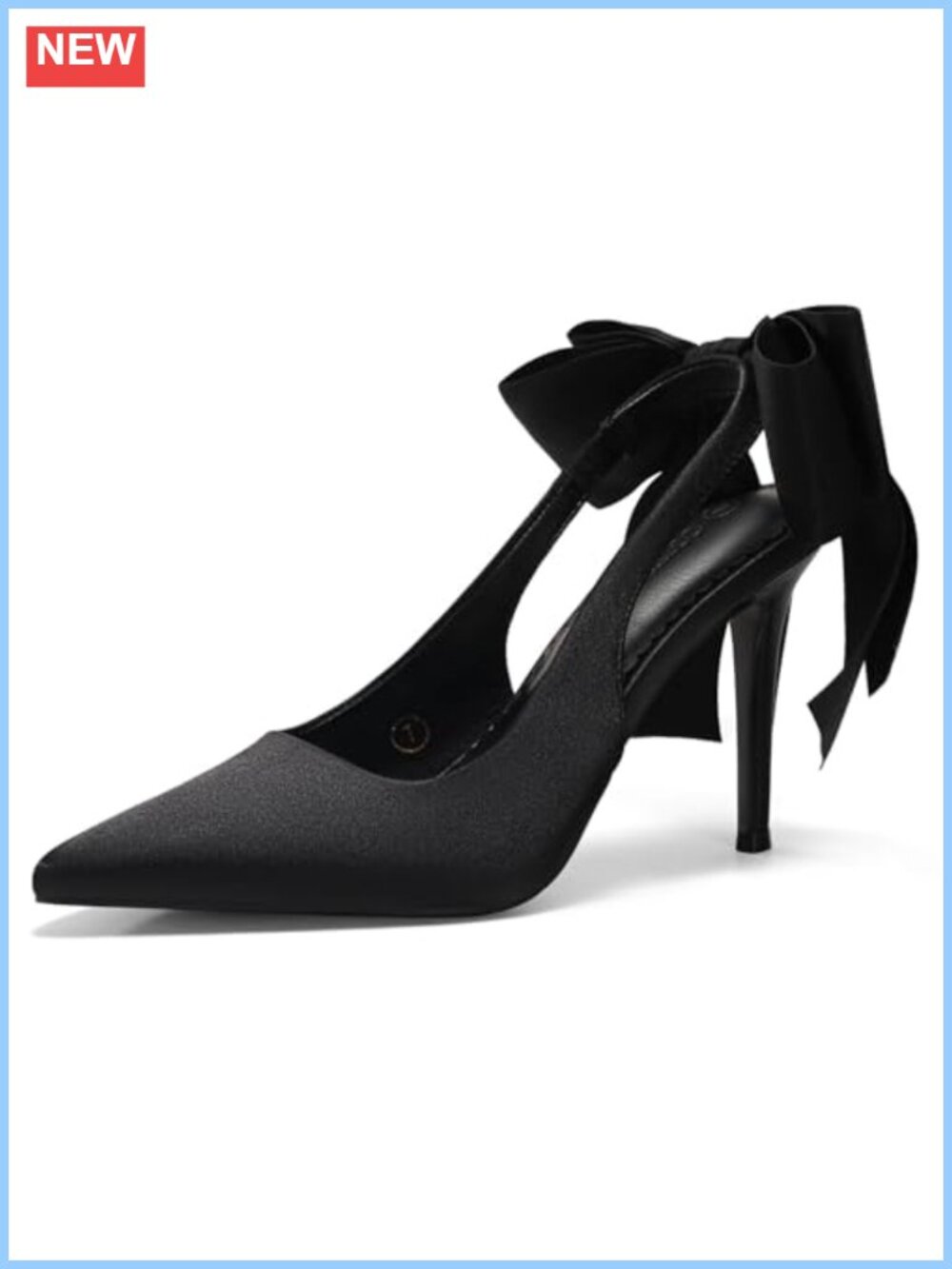 Satin Slingback High Heels Pointed Toe Bow Stiletto Pumps